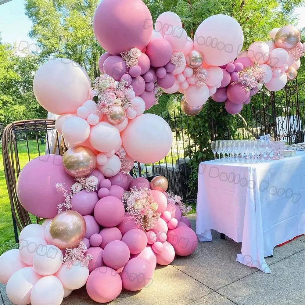 Pink Theme Star Balloons Garland Arch Kit