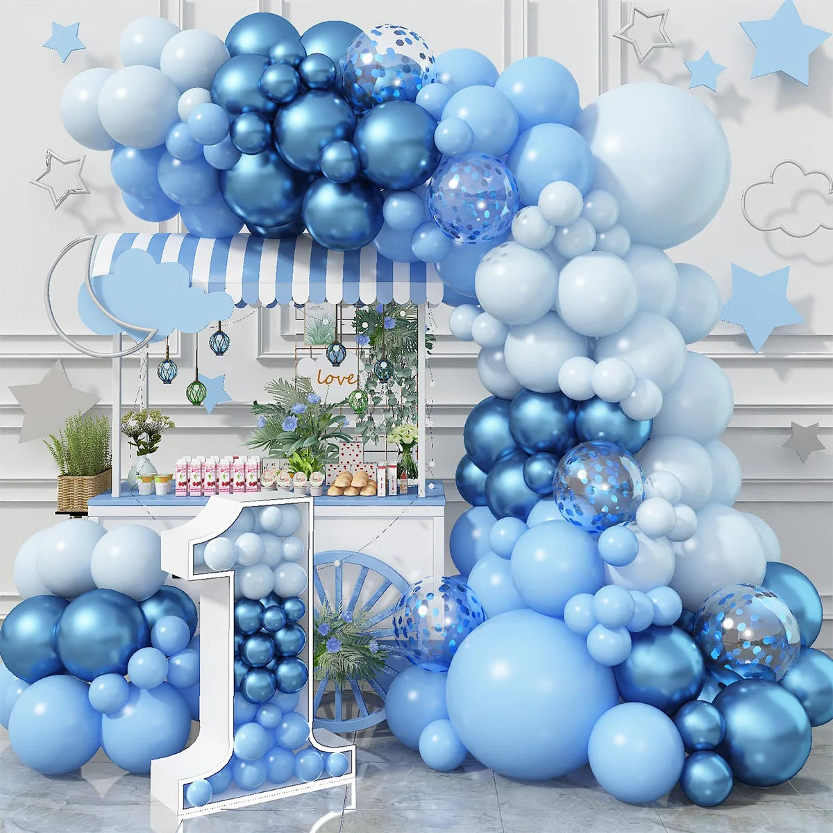 Macaron Blue Balloon Garland Arch Kit