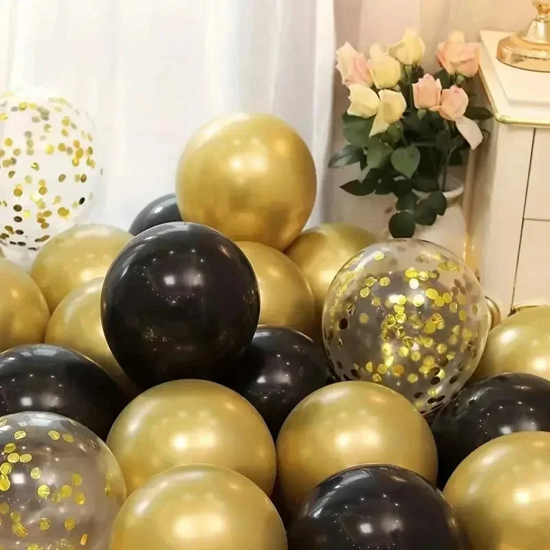 16pcs Black Metallic Balloons