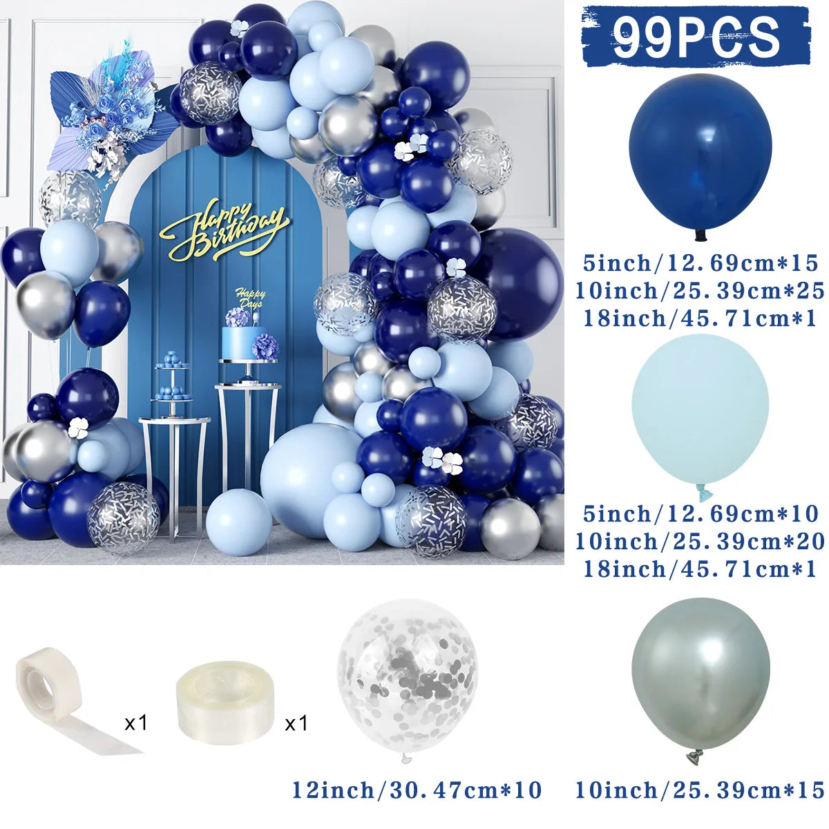 Macaron Blue Balloon Garland Arch Kit