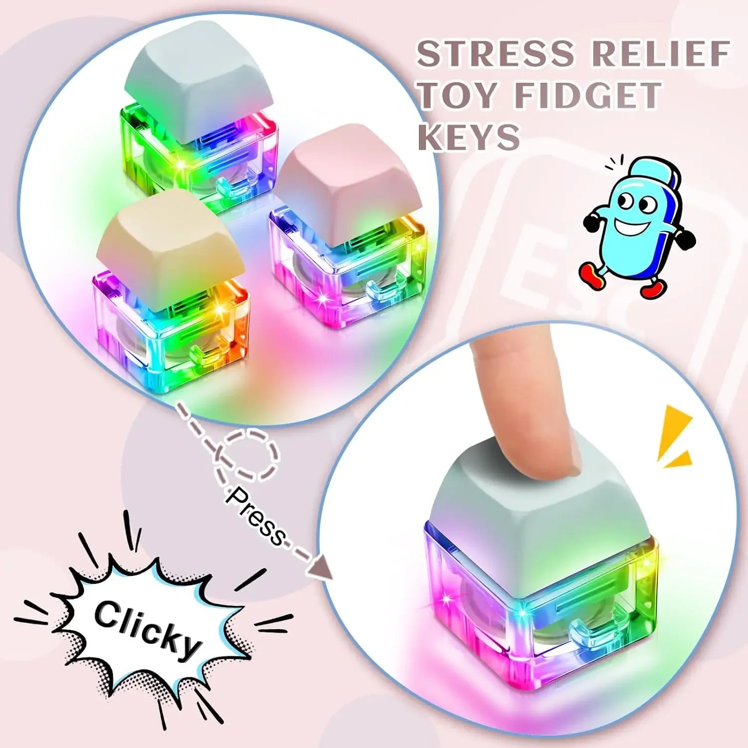 LED  Stress Relief  Fidget Keychain