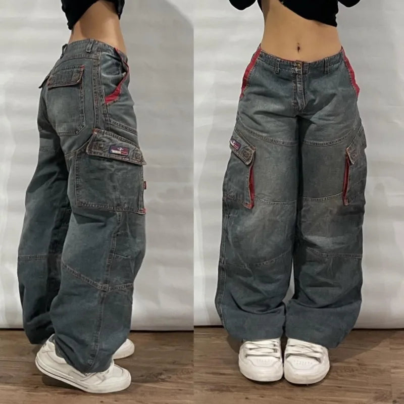 Streetwear Multi-pocket Washed Baggy Jeans