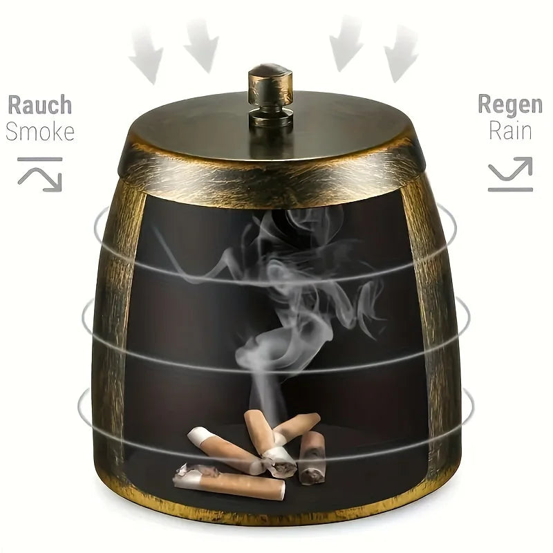 Windproof Metal Ashtray with Lid