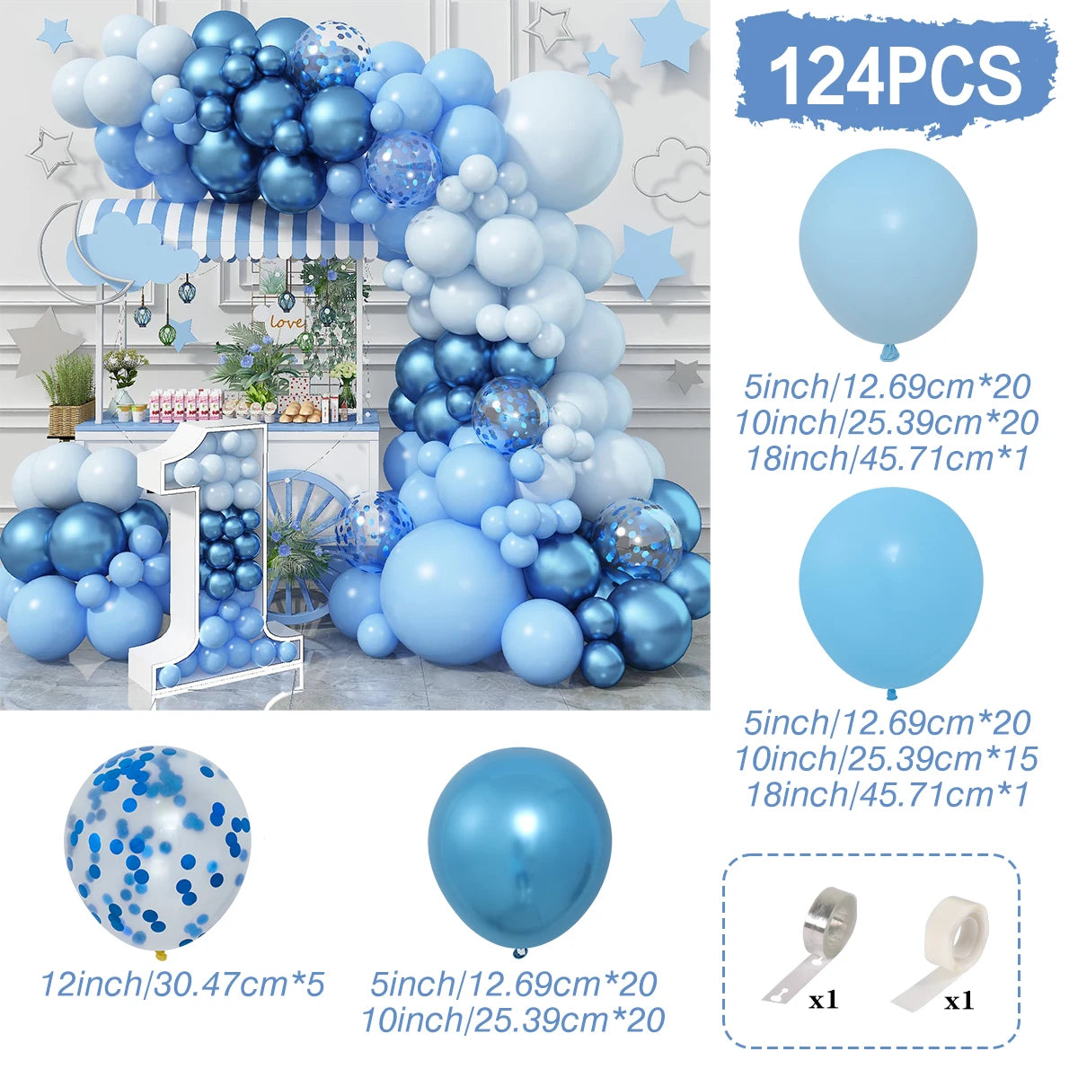 Macaron Blue Balloon Garland Arch Kit