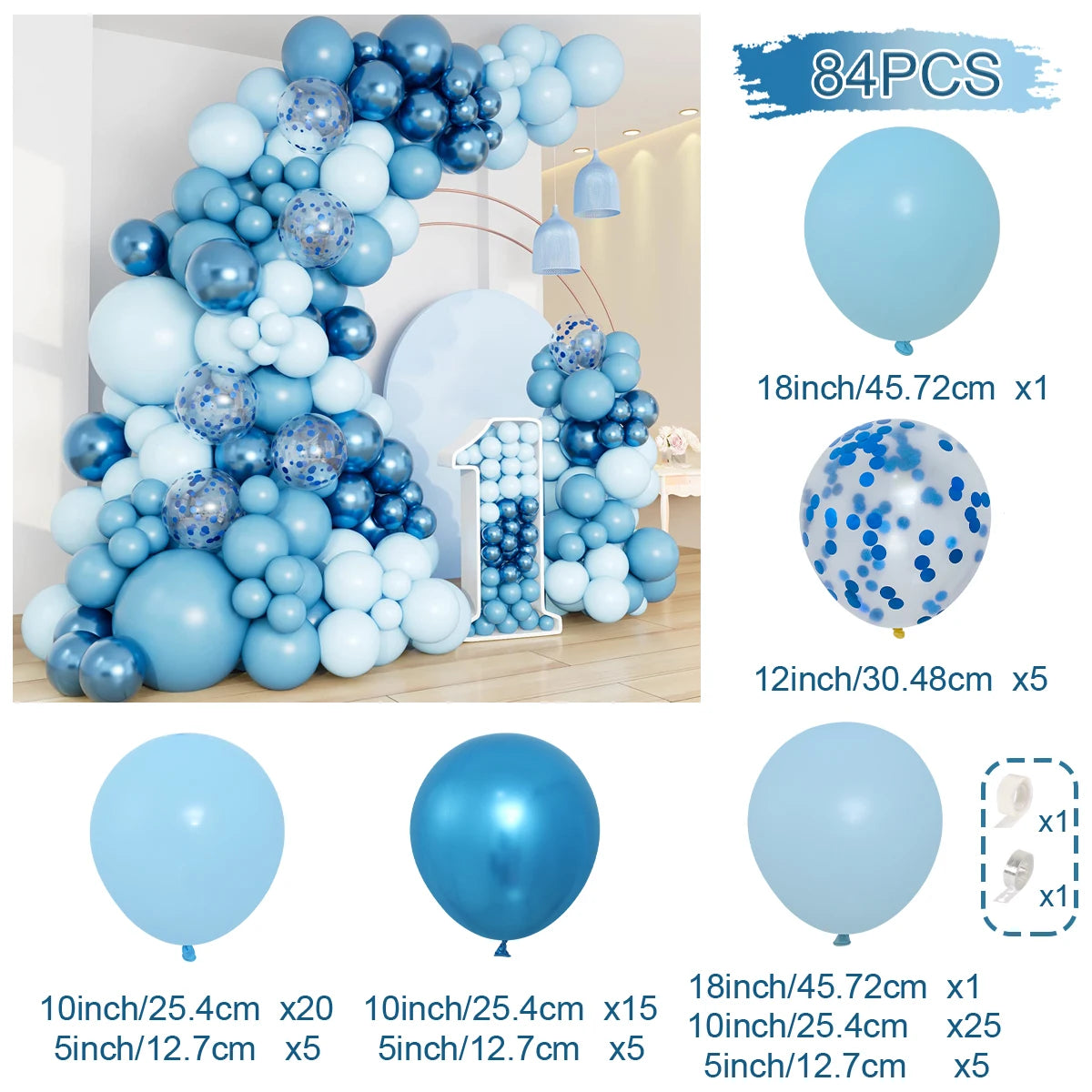 Macaron Blue Balloon Garland Arch Kit