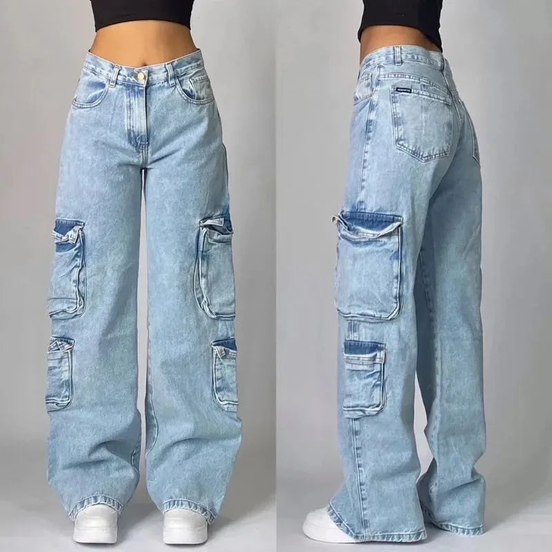 Streetwear Multi-pocket Washed Baggy Jeans