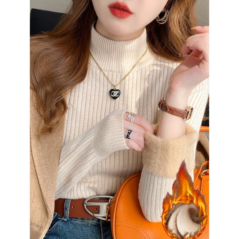 Turtleneck Sweater  with Velvet Lining