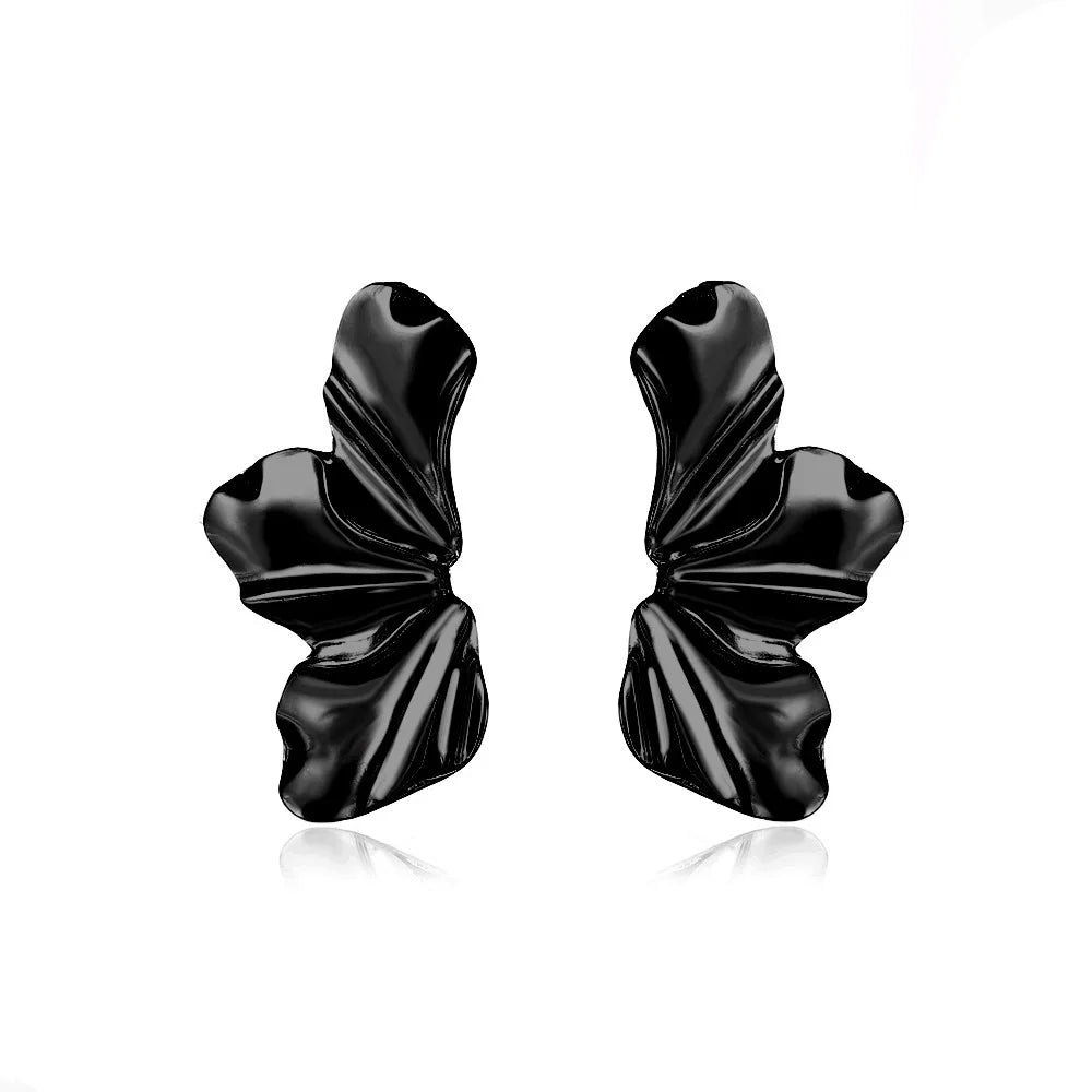 Stainless Steel Chic Half Flower Stud Earrings