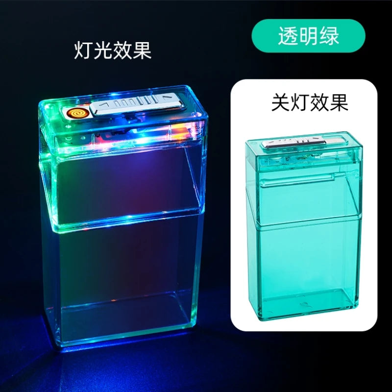 Transparent Cigarette Case with Lighter, All-in-one