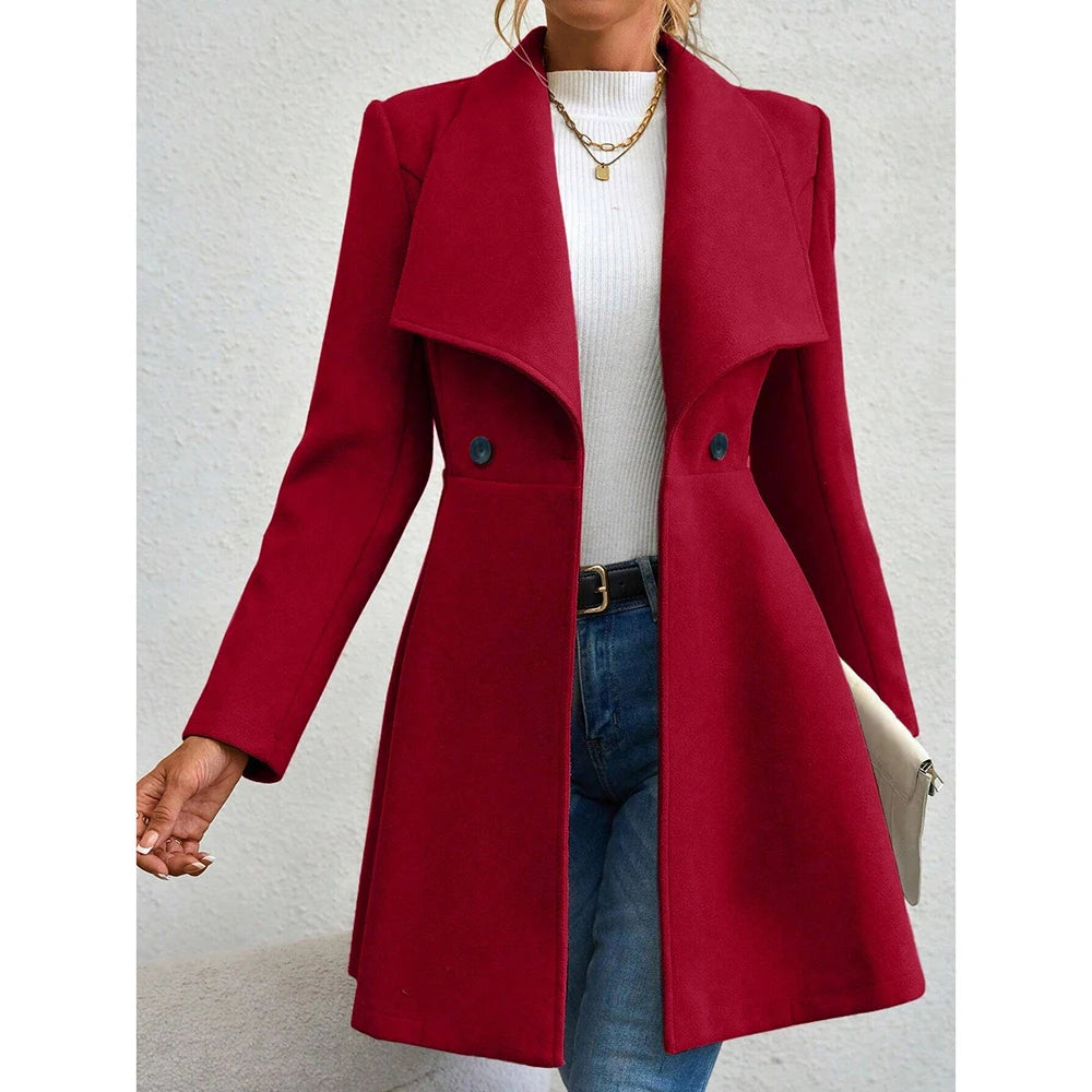 Long Sleeve  Button-Up Coat