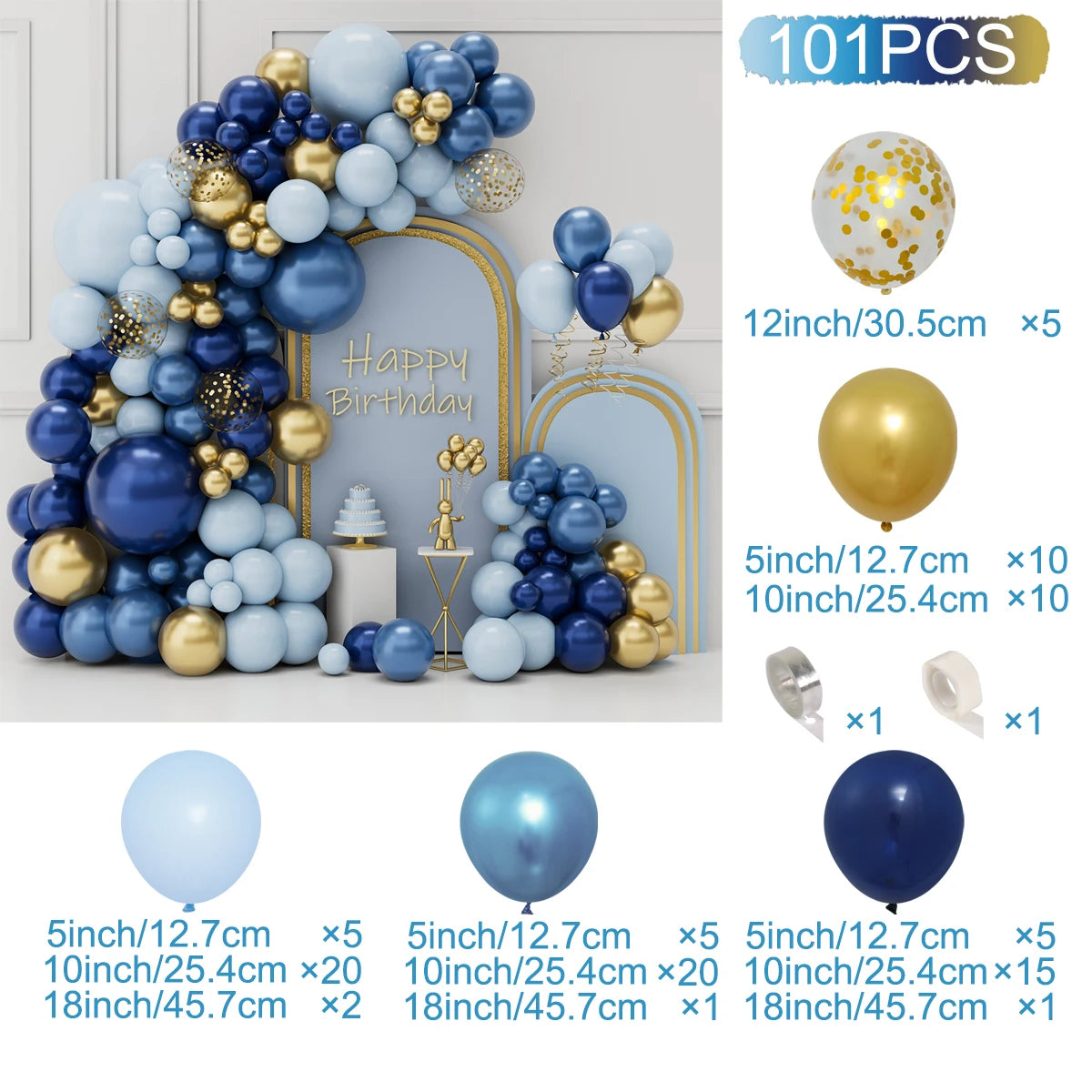 Macaron Blue Balloon Garland Arch Kit