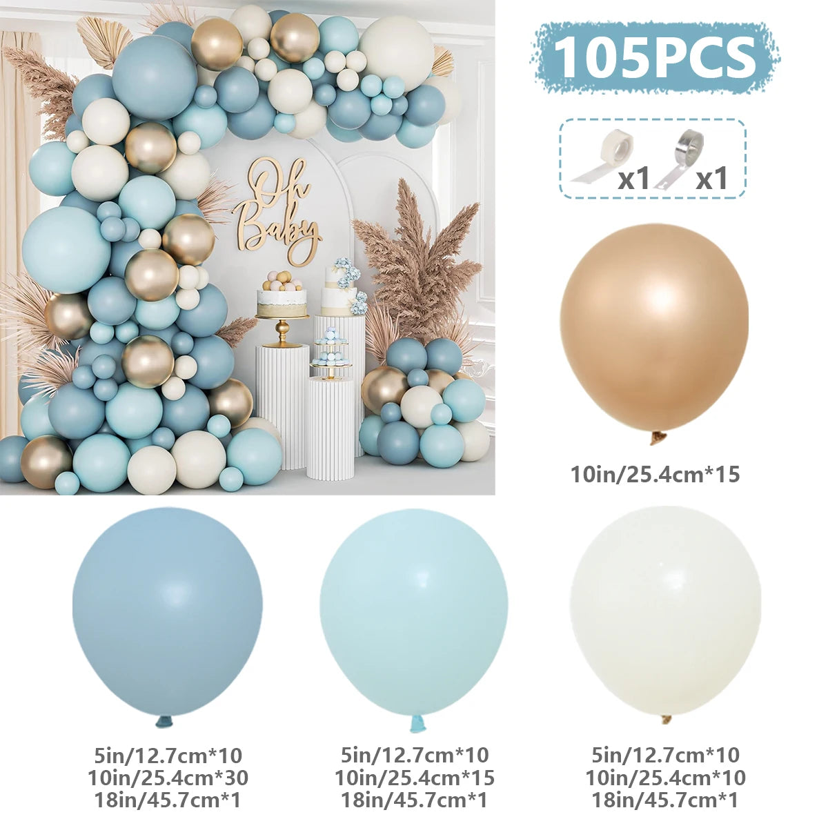 Macaron Blue Balloon Garland Arch Kit