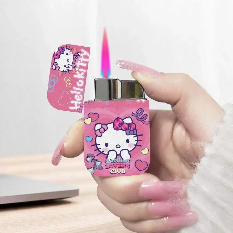 Kawaii Kitty  Windproof Pink Flame  Refillable Butane Lighters