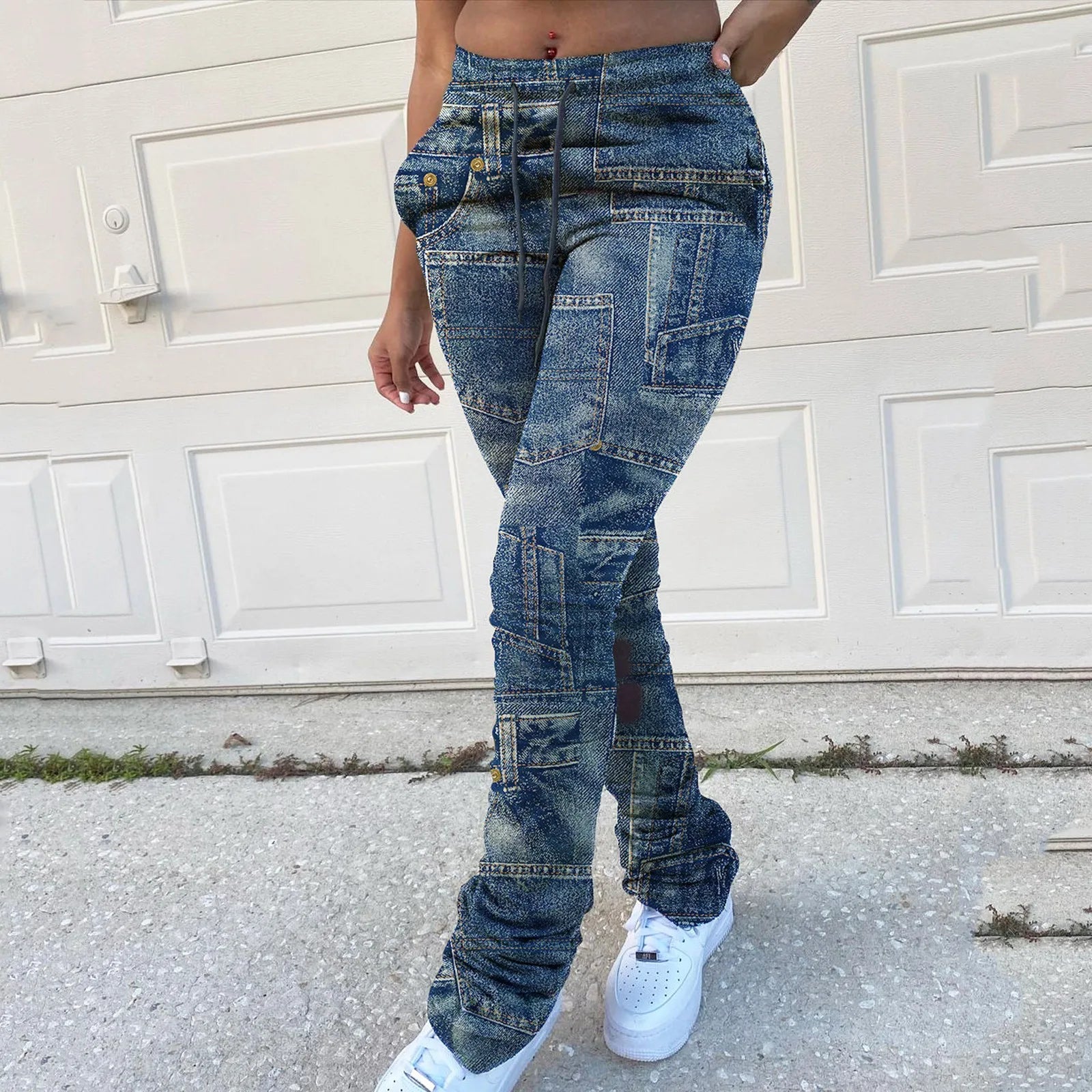 Patchwork Print Jeans