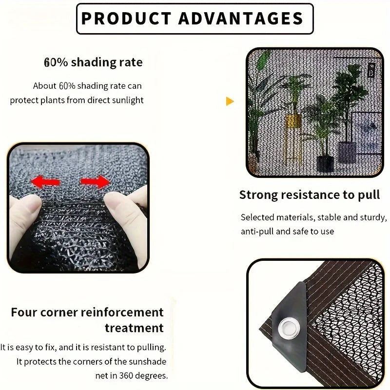 Easy to install black sunshade net for balconies, courtyards and swimming pools, anti-UV