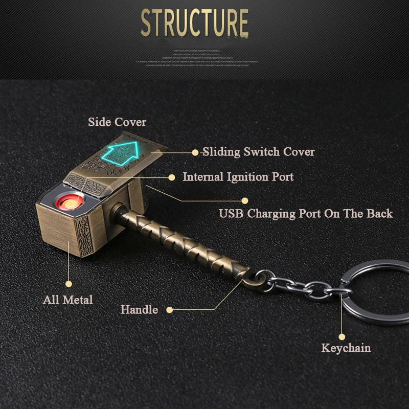 Windproof USB Electric Rechargeable Lighter Thor Hammer