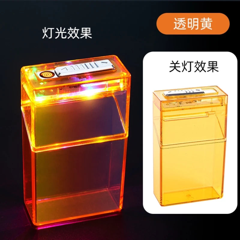 Transparent Cigarette Case with Lighter, All-in-one