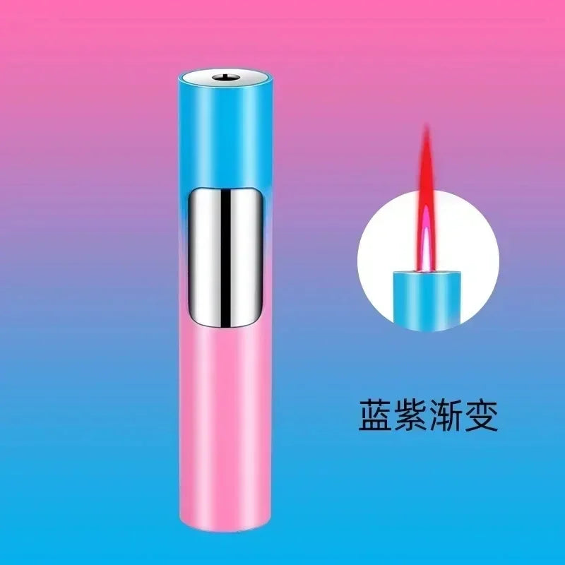 , Full Rhinestone Butane Gas Torch Lighter, Pink Flame