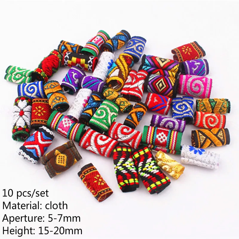 Mix Fabric Dread Dreadlock Beads Clips  10-100pcs