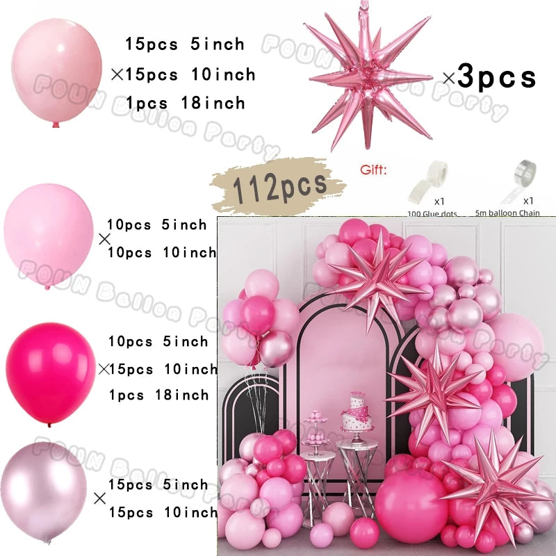 Pink Theme Star Balloons Garland Arch Kit