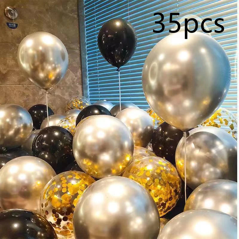 16pcs Black Metallic Balloons