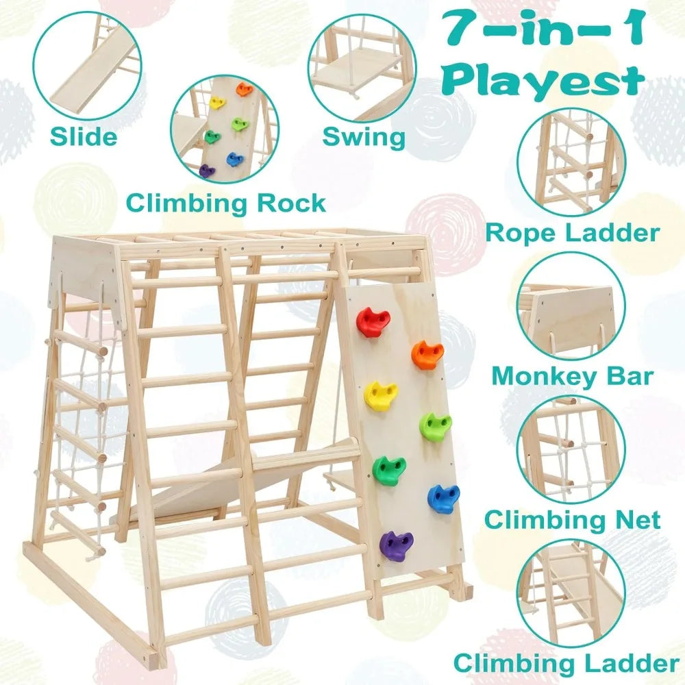 7 in 1 Pikler Indoor Playground Jungle Gym Playset,