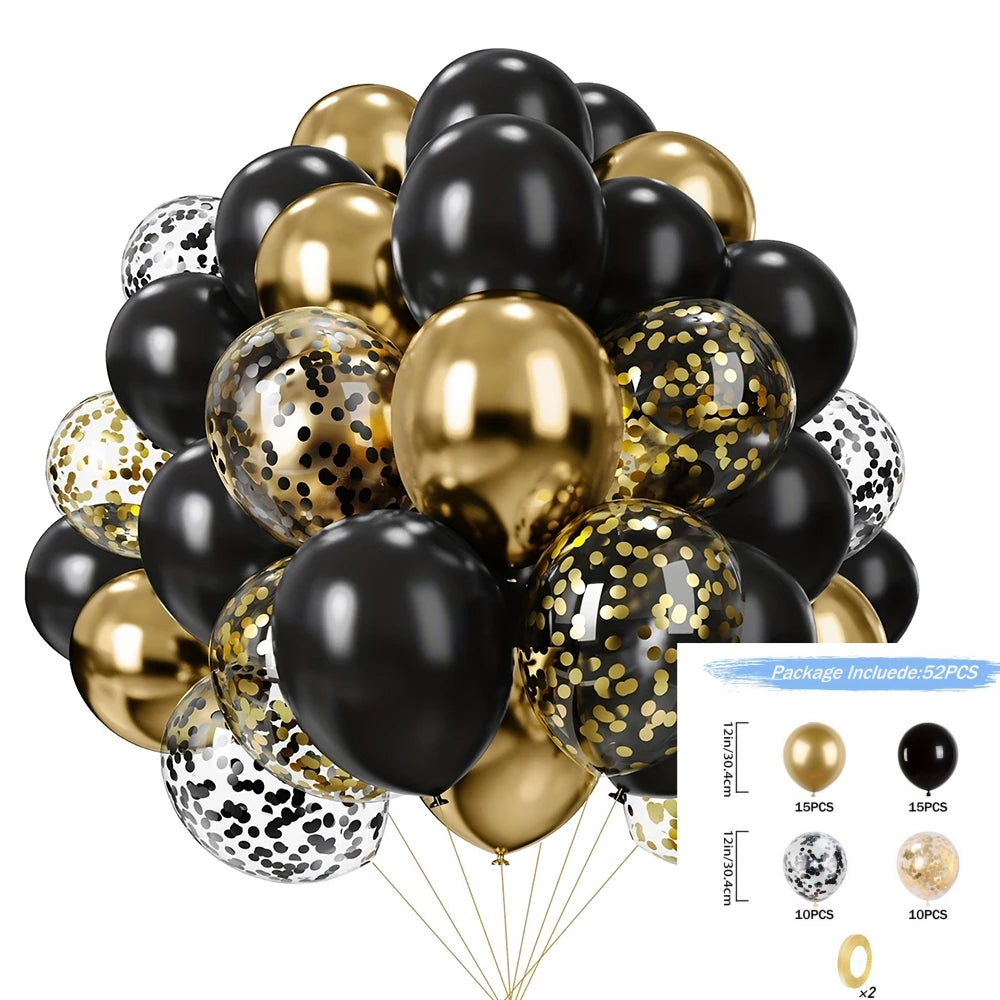 16pcs Black Metallic Balloons