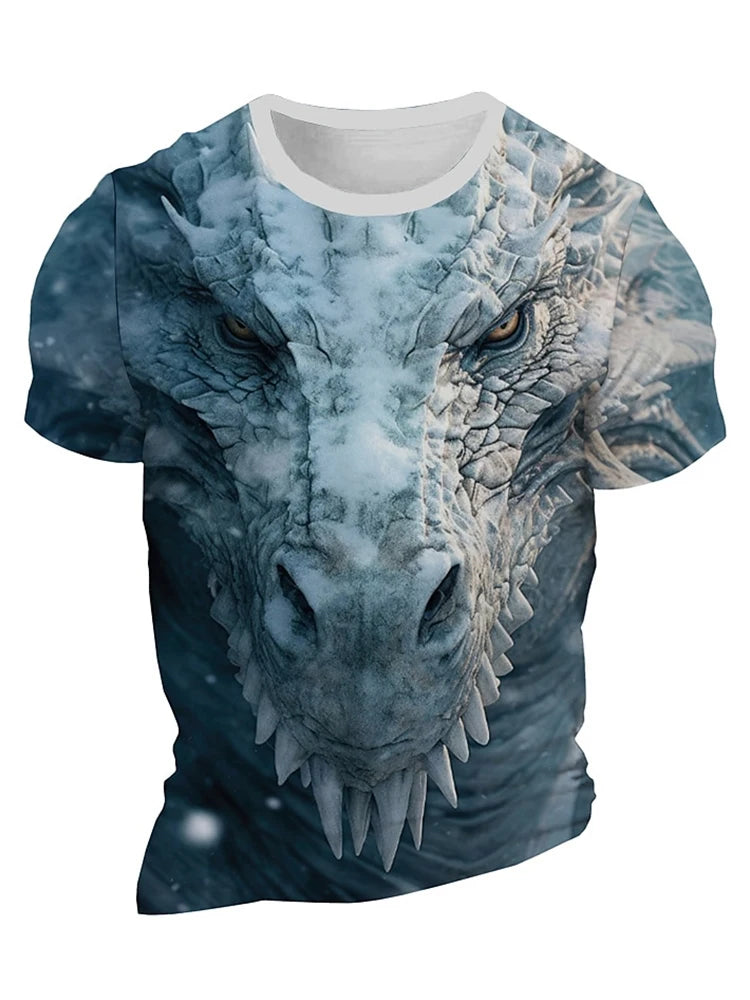 3D Dragon Print Men's T-shirt Short Sleeve