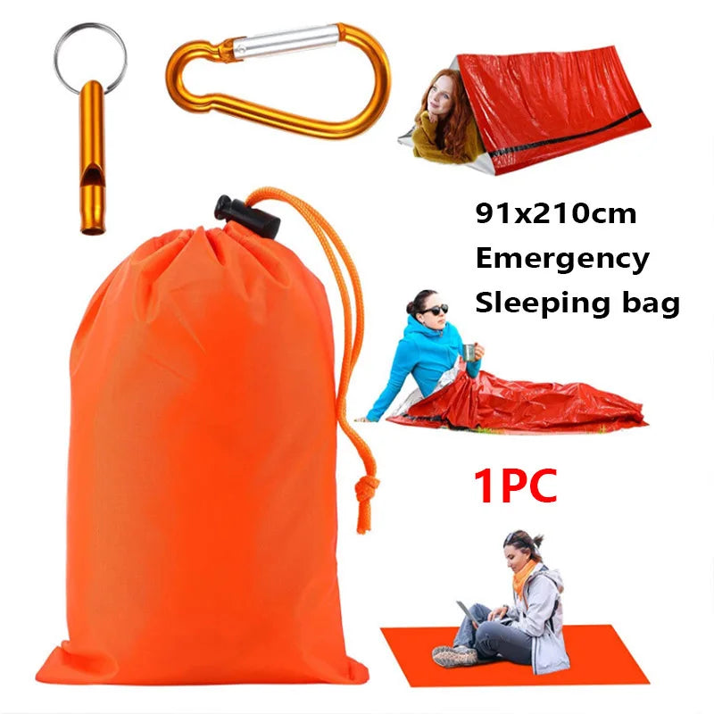 Portable Waterproof Emergency Survival Sleeping Bag First Aid Rescue Kit Mylar Blanket