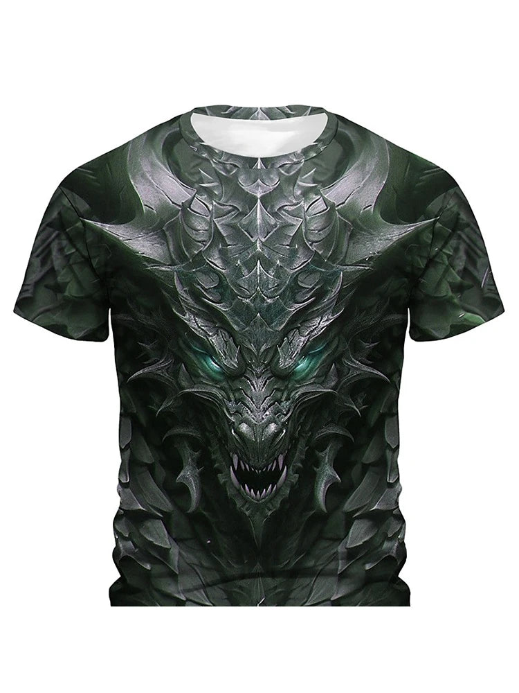 3D Dragon Print Men's T-shirt Short Sleeve