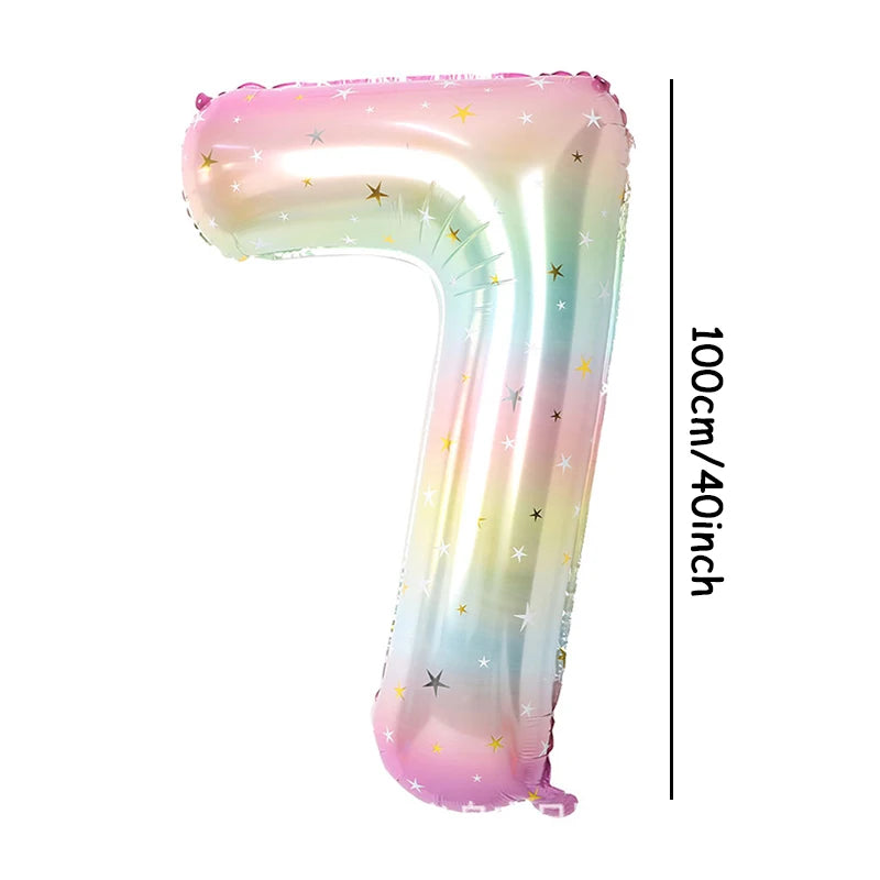 1pc 40inch Pastel Rainbow Number Foil Balloon