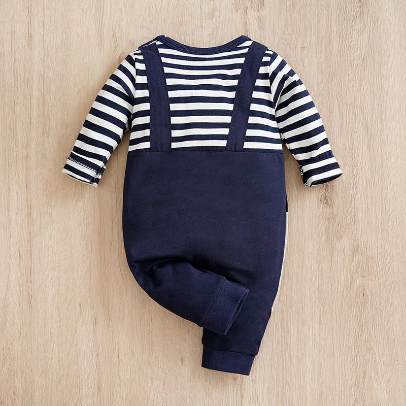 Long Sleeve Striped elephant cotton Jumpsuit