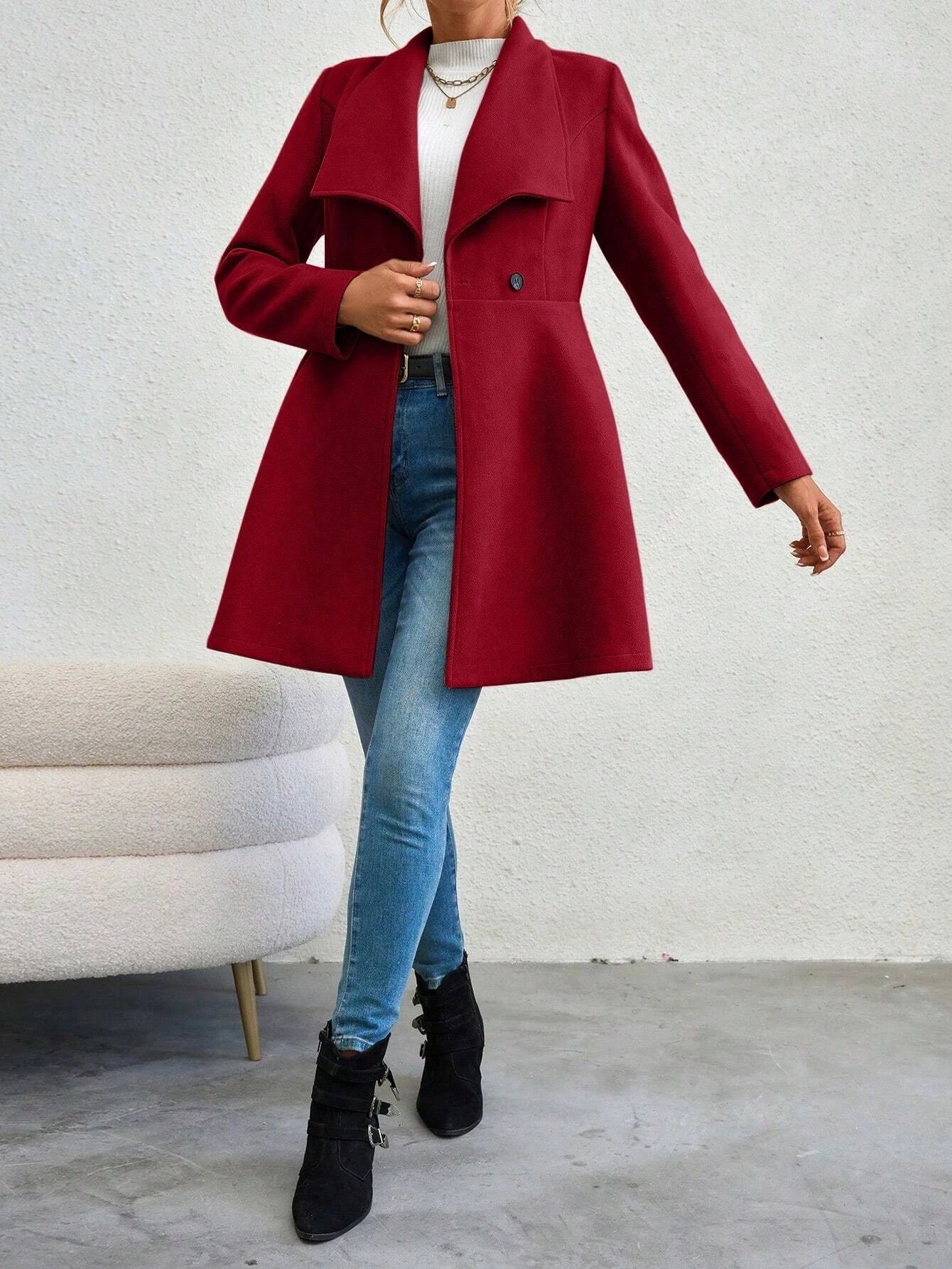 Long Sleeve  Button-Up Coat