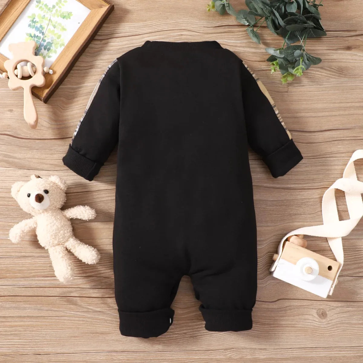 Newborn Babies  Patch Bear Long Sleeved One-piece Romper