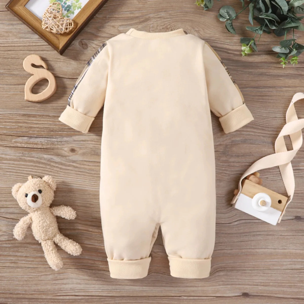 Newborn Babies  Patch Bear Long Sleeved One-piece Romper