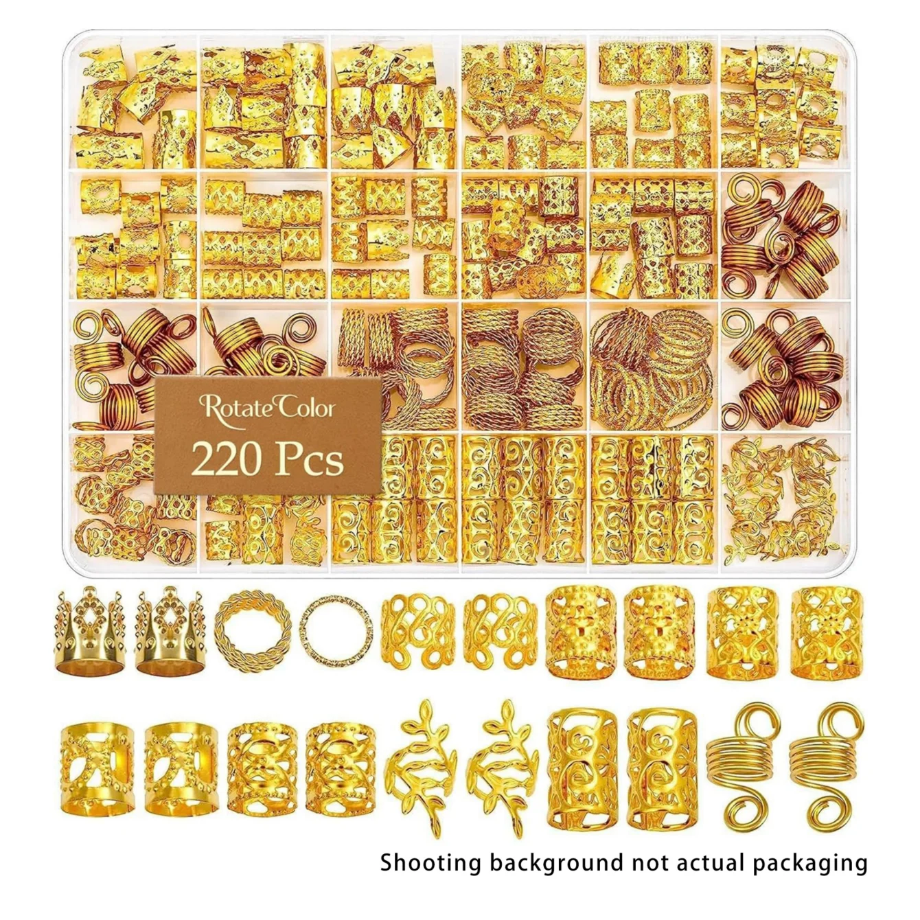 220pcs Gold Loc Jewelry For Braids,