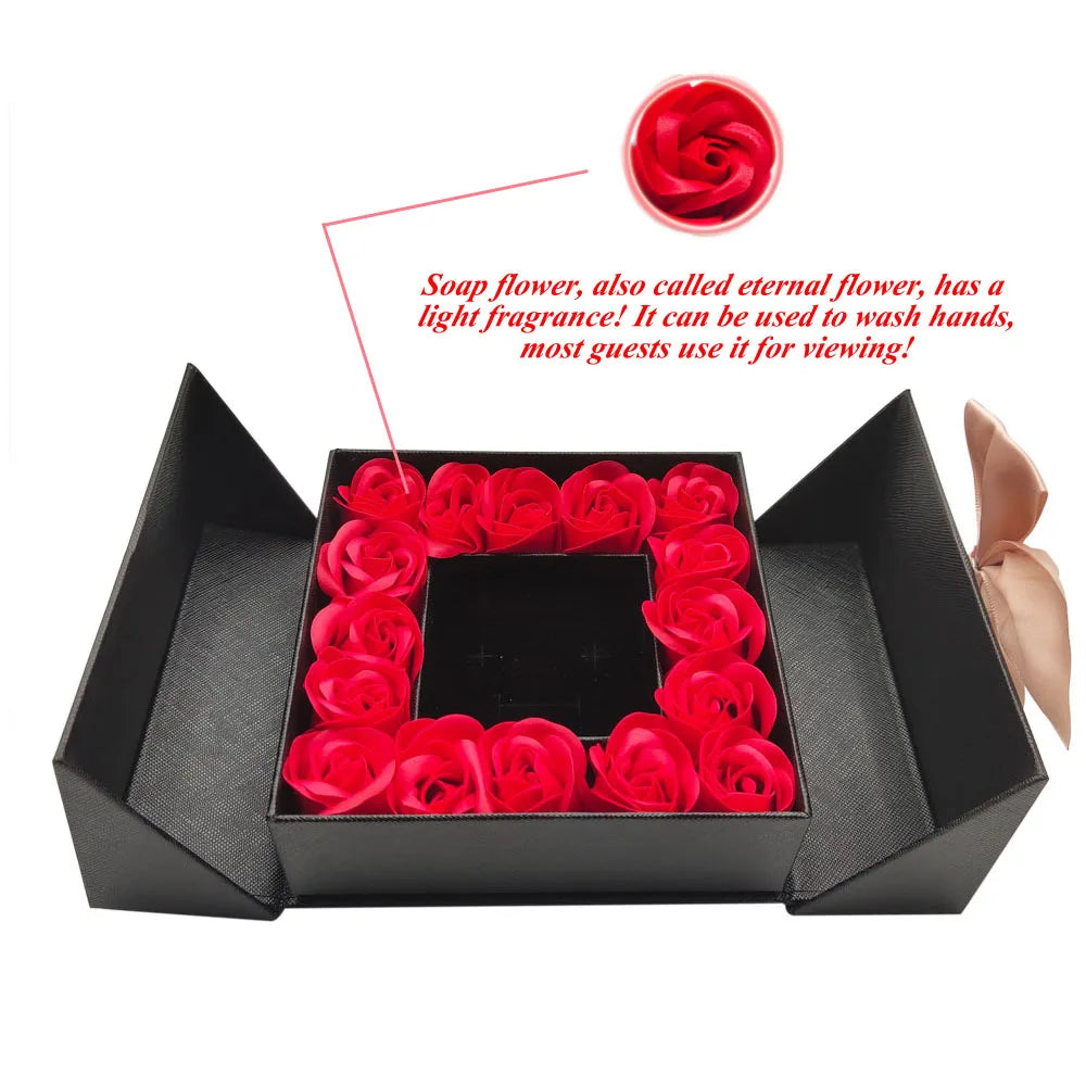 Eternal Roses Gift Box with Design Necklace with i love you in 100 Languages