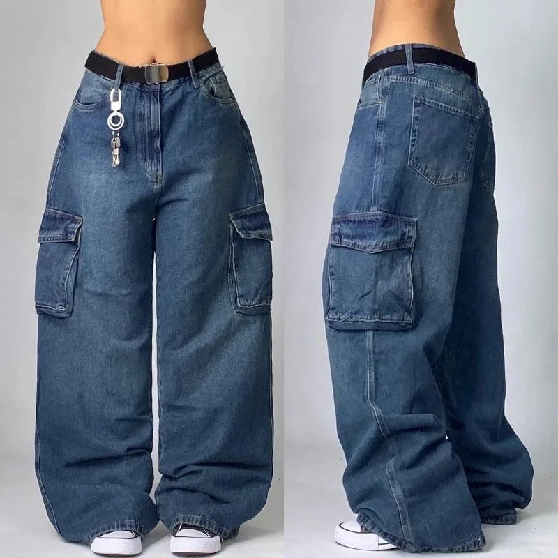 Streetwear Multi-pocket Washed Baggy Jeans