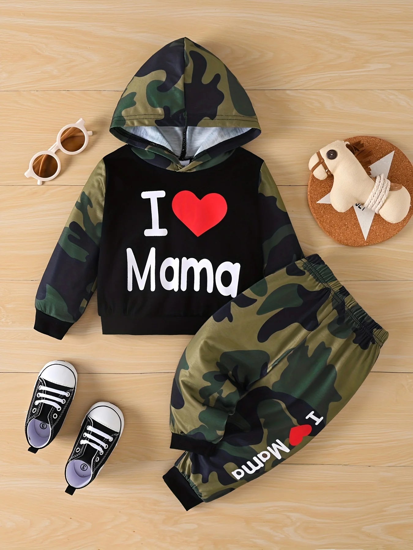 Newborn camouflage hoodie and sweatpants  2PCS set