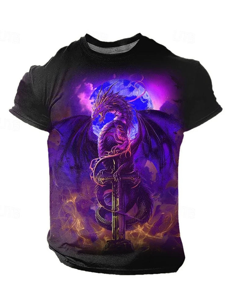 3D Dragon Print Men's T-shirt Short Sleeve