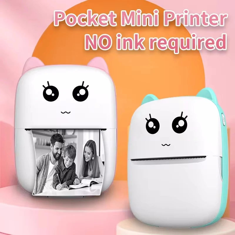 Portable  mini cat  photo pocket label printer 58mm  wireless Bluetooth Android iOS printers