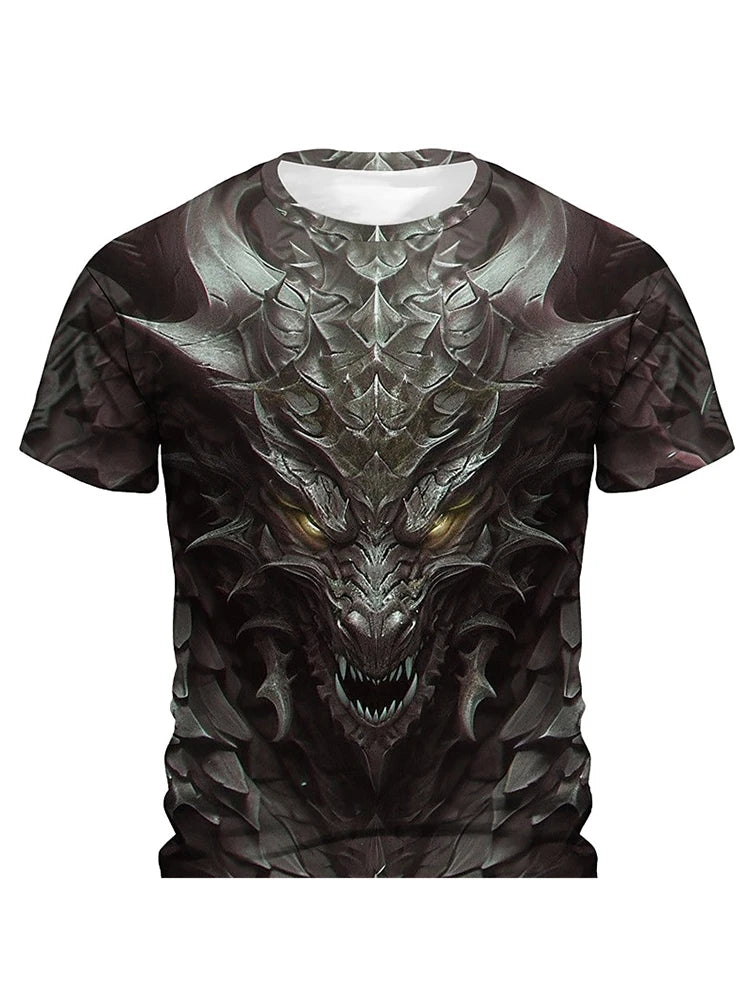 3D Dragon Print Men's T-shirt Short Sleeve