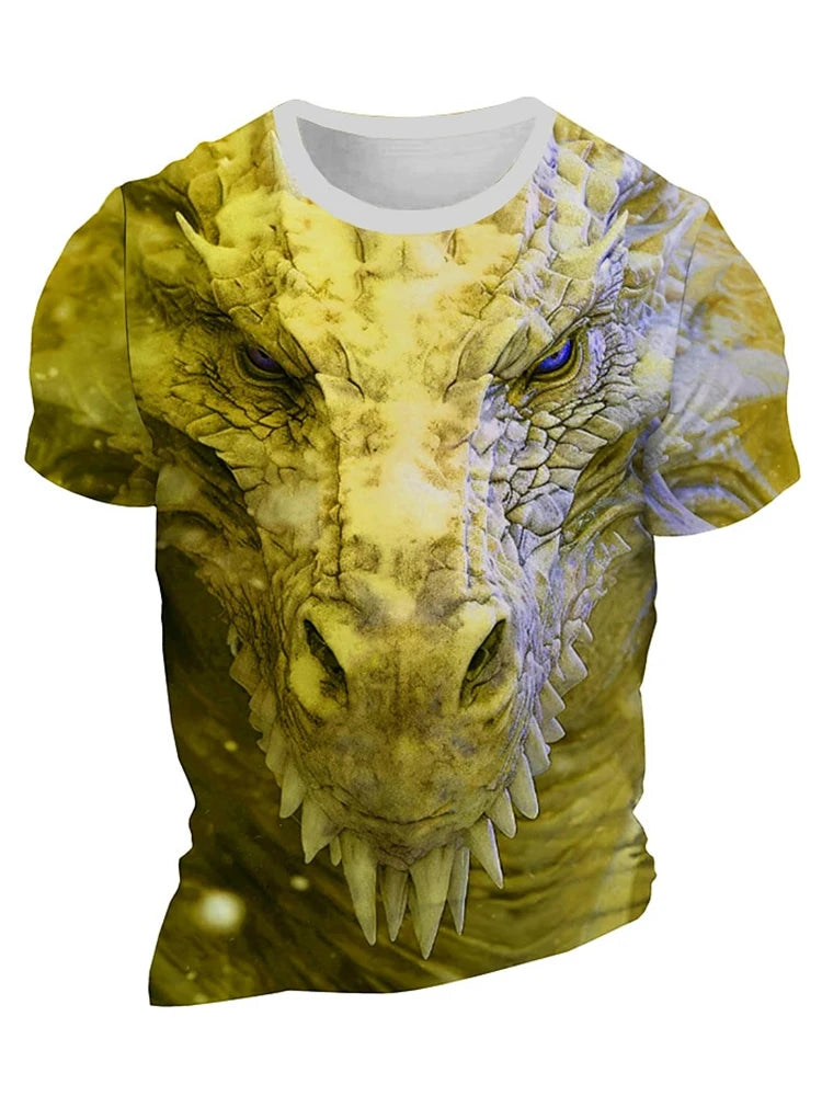 3D Dragon Print Men's T-shirt Short Sleeve