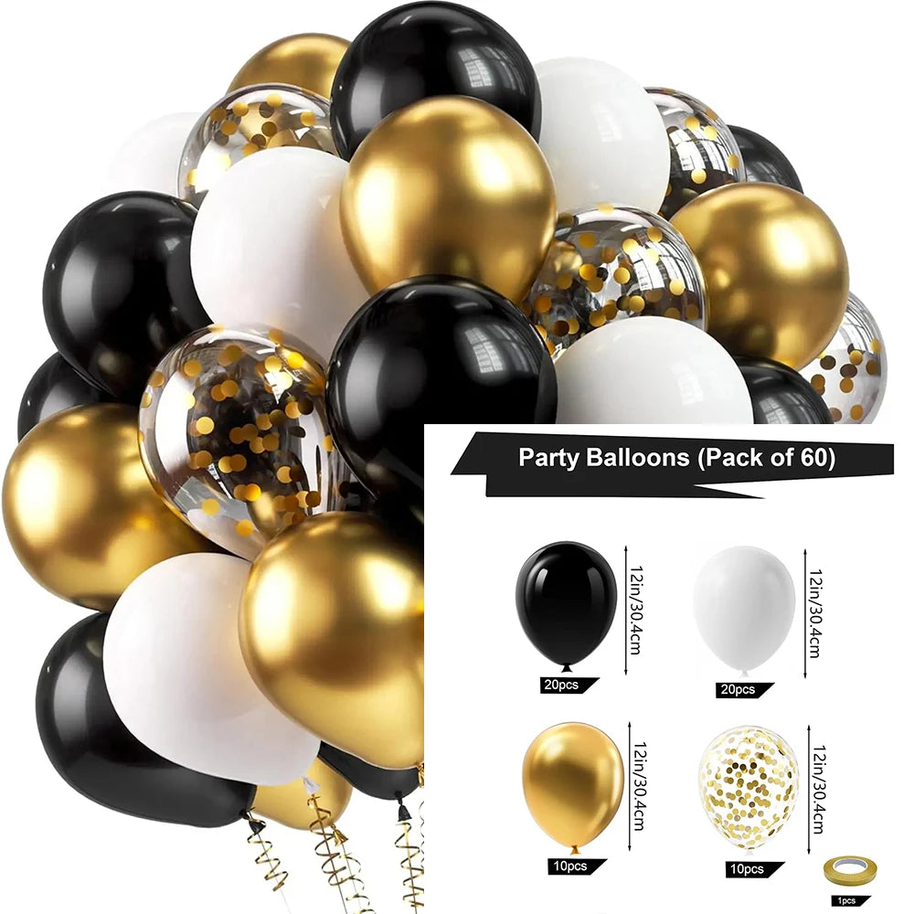 16pcs Black Metallic Balloons