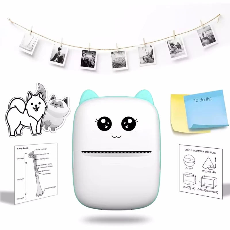 Portable  mini cat  photo pocket label printer 58mm  wireless Bluetooth Android iOS printers