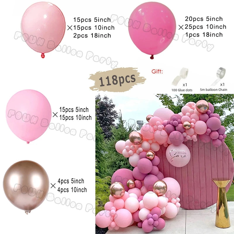 Pink Theme Star Balloons Garland Arch Kit