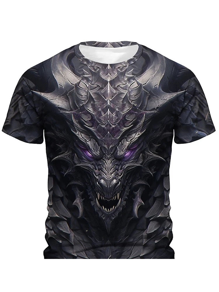 3D Dragon Print Men's T-shirt Short Sleeve